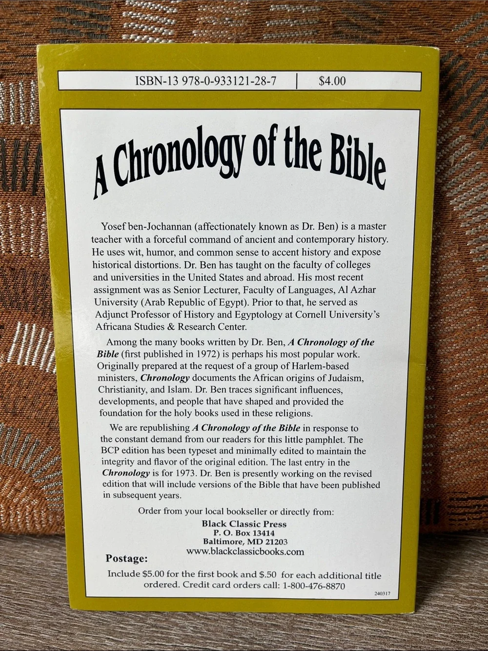 A Chronology of the Bible by Yosef ben-Jochannan